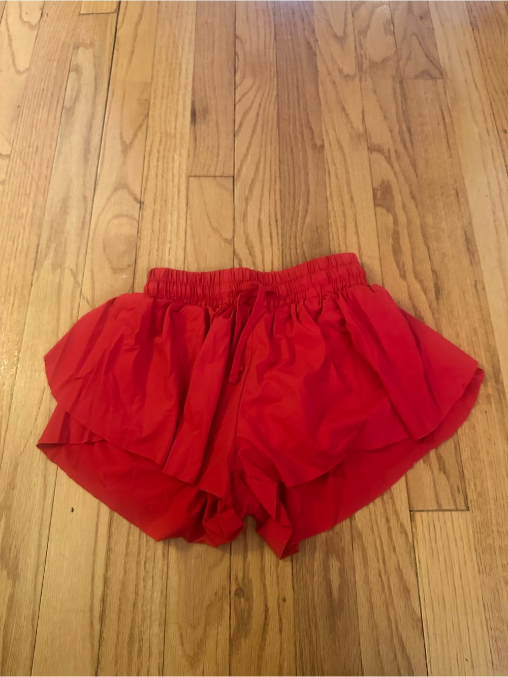 Suzette Red Kids Ruffle Layered Athletic Shorts Medium 8/10